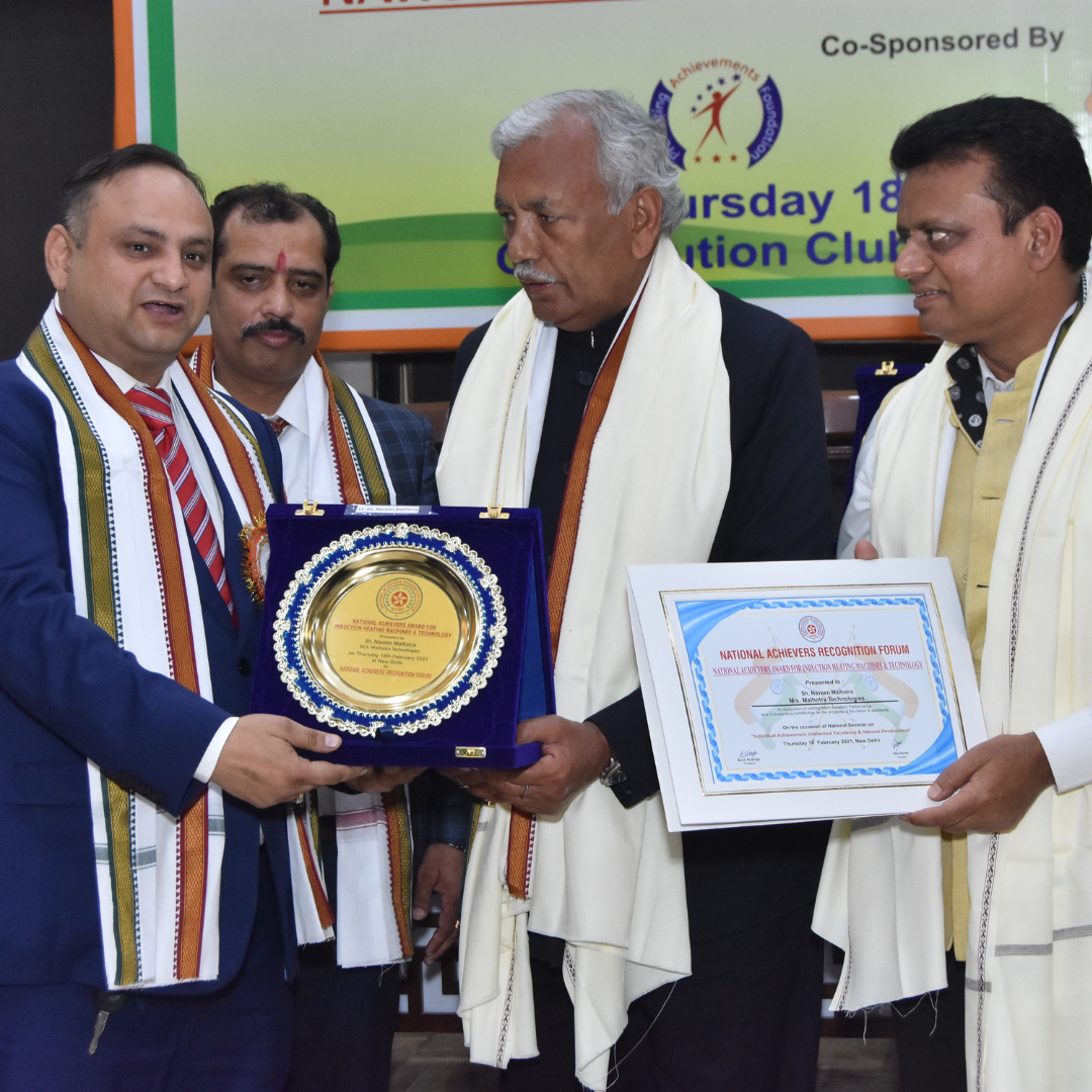 National Achievers award plate and certificate being presented